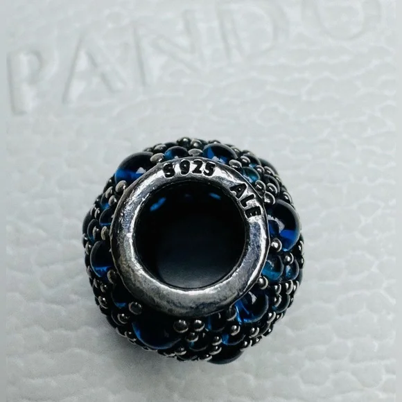 Authentic Retired Pandora Shimmering Droplets with London Blue Crystal S925 Ale - Picture 9 of 12